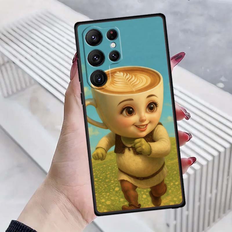 Tung Tung Tung Узор Сахур Для Samsung Galaxy S26 S25 S24 S23 S22 S21 S20 Ultra Plus FE 5G Черный Мягкий ТПУ Чехол для Телефона