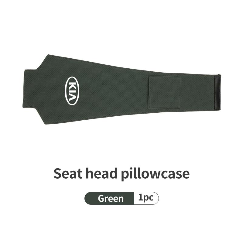 AAAFR1 Car Logo Headrest Cover Suede Perforated Breathable Head Pillowcase Pads For KIA Cerato Proceed Venga Stonic Picanto Sorento