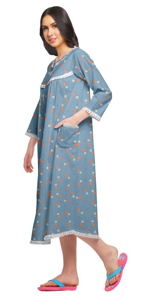 Moomaya Ночная рубашка с принтом 3-4 рукава, хлопковая пижама для кормящих мам