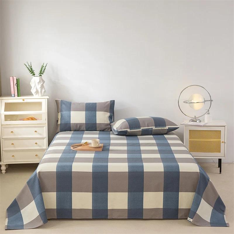 Cute Cartoon Panda Bed Sheet Set Cotton Thickened Green Plaid Bed Cover Soft Breathable 3Pcs Bedding Set for Kids Boys Girls