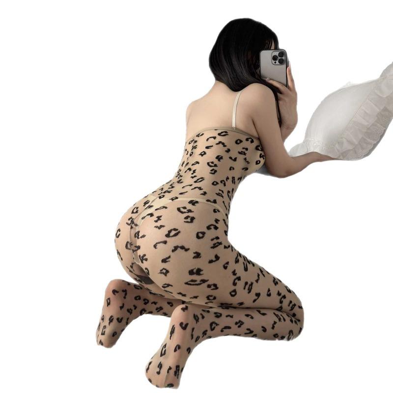 Sexy Onesie Leopard Print High Waist Tight Women's Clothing New Printed Halter Suspenders Play Pure Passion Women