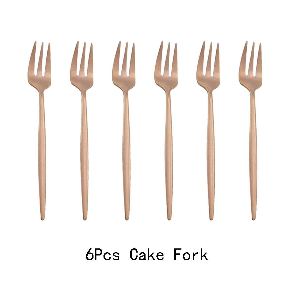 6 шт./компл., набор золотых вилок, чайный торт, вилка для закусок, столовые приборы, столовые приборы из зеркальной полированной нержавеющей стали, посуда, десертная фруктовая вилка, набор столового серебра