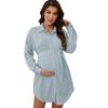Shirt-style Maternity Dress Women Button Closure Lapel Maternity Tops with Adjustable Belt