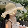 Summer, Beach Outdoor, Straw Hat, Lace Bow, Sunshade, Sun Hat, UV Protection, Sun Grass Hat, Women