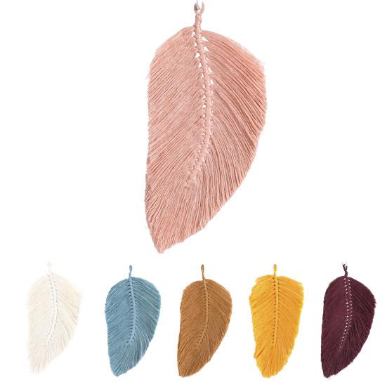 Woven Feather Tapestry Soft Fine Workmanship Cotton Macrame Wall Hanging Feather Boho Chic Woven Leaf for Wall