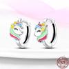 925 Silver Fashion Rainbow Pony Earrings For Women Ear Studs Cubic Zircon Colored Star Earrings Silver 925 Original Jewelry 