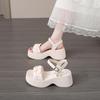 Platform Soft Leather Sandals Female 2025 New Summer Casual Fairy Style Versatile Thick Heel Beach Sandals