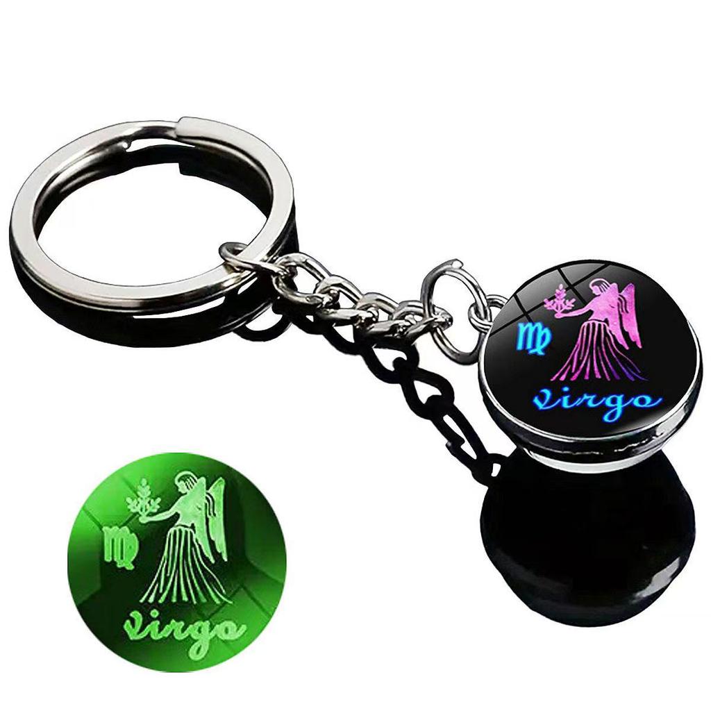 Spherical Luminous Crystal Zodiac Keychain - Virgo & Leo