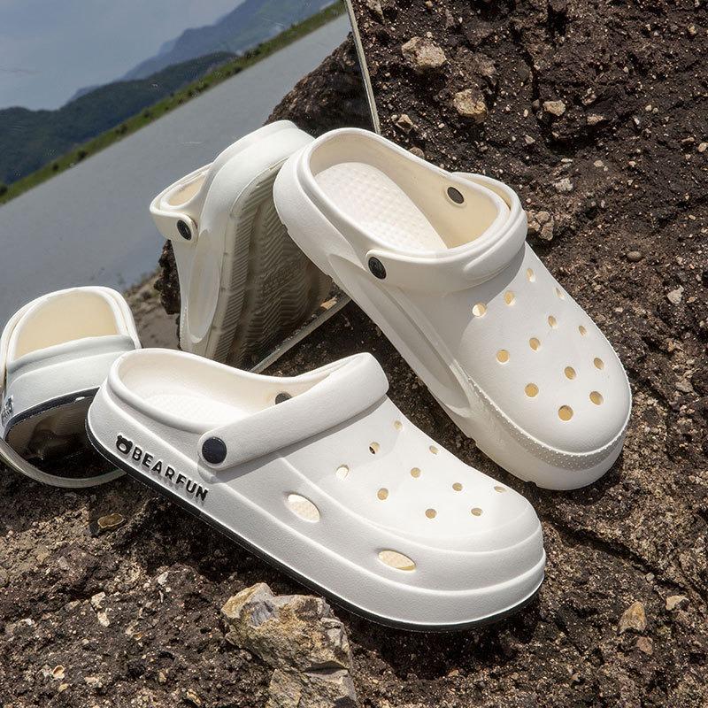 Женские летние сандалии на толстой подошве из дышащей ткани, подходят для прогулок, выгула собак и домашнего использования, легкие и амортизирующие повседневные пляжные туфли