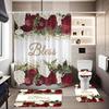 4 шт. Водонепроницаемая шторка для душа с принтом Rose Blessing и 12 крючками, Нескользящий коврик для ванной, U-образный коврик для туалета, Накладка на крышку унитаза