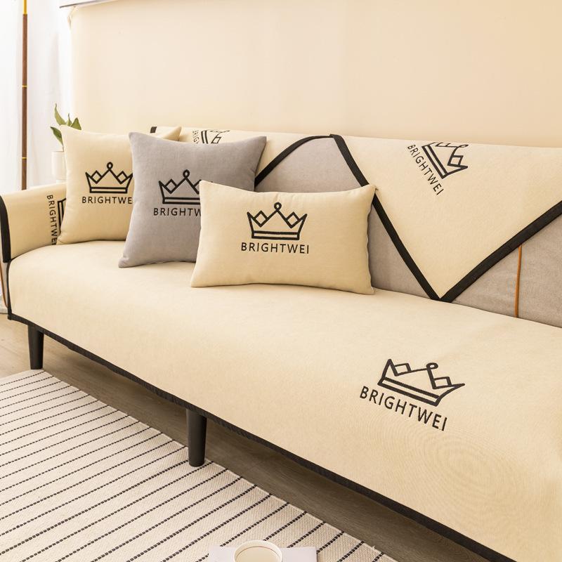 Чехлы для диванов, полотенец, чехлы для гостиной, чехлы для диванов с вышивкой в виде улыбки и букв, 1/2/3/4-местные чехлы для диванов, чехлы для диванов из синели