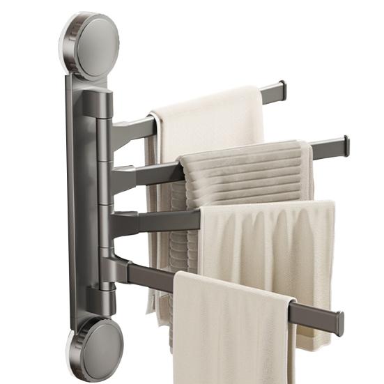 Towel Rack with Extended Pole 180-Degree Rotation Suction Cup Design Quick Installation Multi-Purpose Holder Wall Mounted Towel Hanger