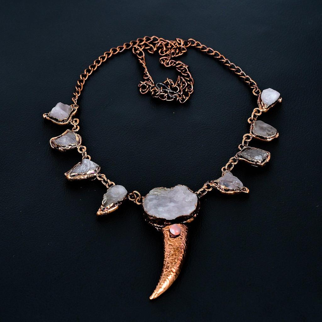 Украшения из розового кварца, Медный гальванопластический кулон, Украшения из драгоценных камней ручной работы, Подарки для жены, Совершенно новый кулон