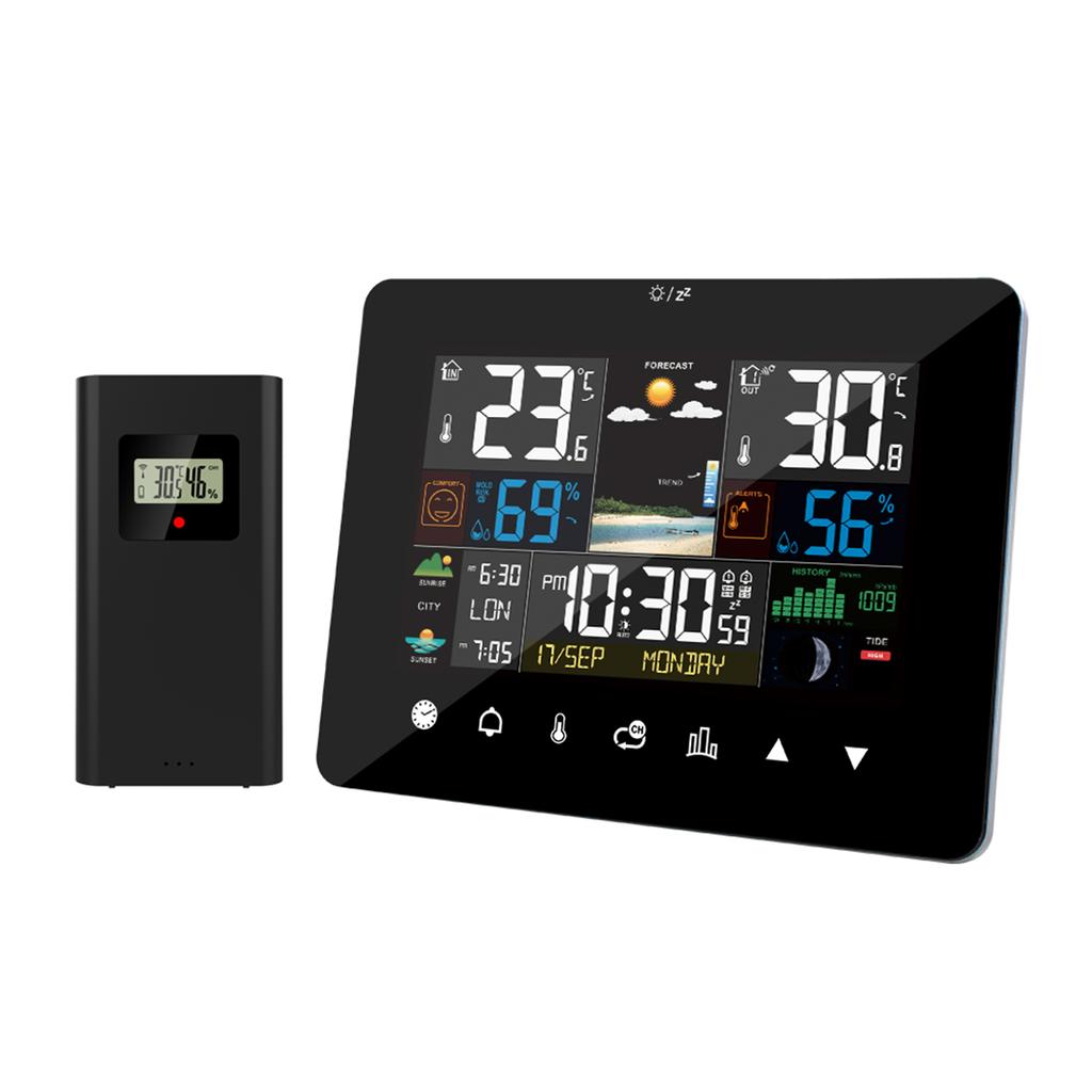 Sunrise and Sunset Weather Station Multi-function Alarm Clock Thermometer Hygrometer Touch Screen