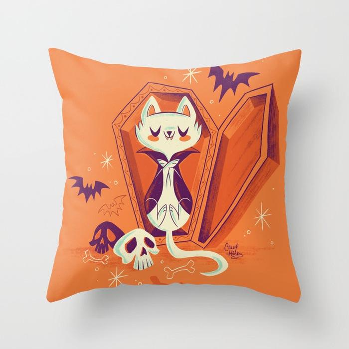Хэллоуин Кот Тыква Персиковый Бархат Ткань Наволочка Смешное Мультяшное Изображение Декоративная Наволочка для Подушки