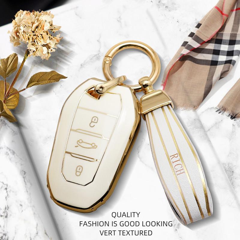 Luxurious Remote Car Key Case Cover For Peugeot 308 408 508 2008 3008 4008 5008 For Citroen C4 C4L C6 C3-XR Picasso DS3 DS4