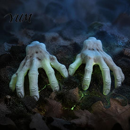 Halloween Scene Setting Props 1 Pair Skeleton Hands, Realistic Plastic Zombie Life Scary Human Hand Prop Size Severed Fake Hands for Terror