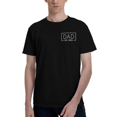Забавный 1st Time Dad EST 2025 Новый папа Новый первый день отца футболка для мужчин и женщин принтованные футболки 100% хлопок одежда
