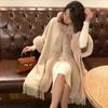 Cardigan Wool Collar Shawl Cloak Coat Women Winter Vintage Languid Poncho Fashion Western-style Loose Medium Long Coat