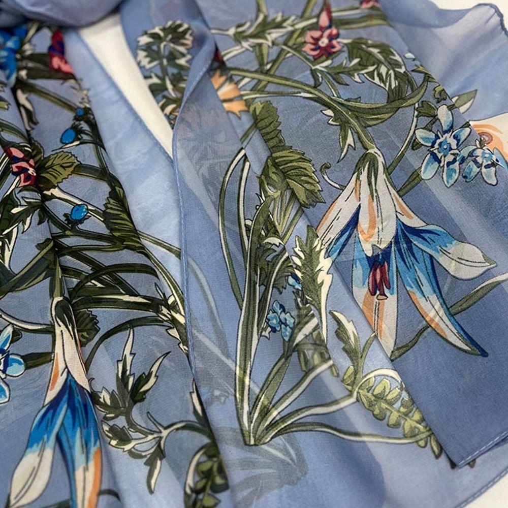 Sun-Resistant Silk Scarf Breathable Long Wraps Portable Beach Shawl for Women