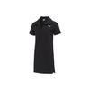 Solid Color Casual Loose Minimalist Knitted Polo Short Sleeve Dress Women Dress Black 676658-01
