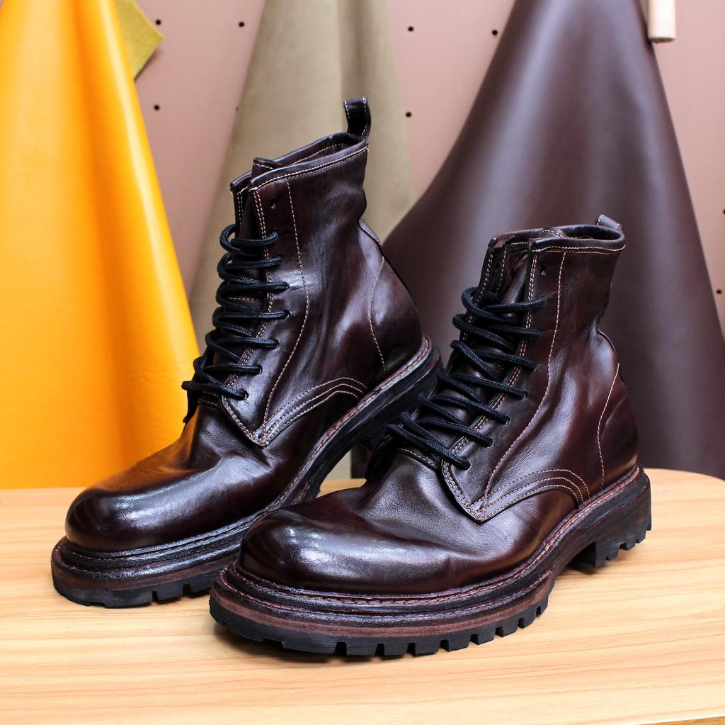 Модные ботинки Goodyear ручной работы из лошадиной кожи для мужчин и женщин, на шнуровке на заказ, теплые и удобные, высокого класса