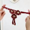 Регулируемый G-стринги с цветочной вышивкой и жемчугом: Сексуальное женское нижнее белье