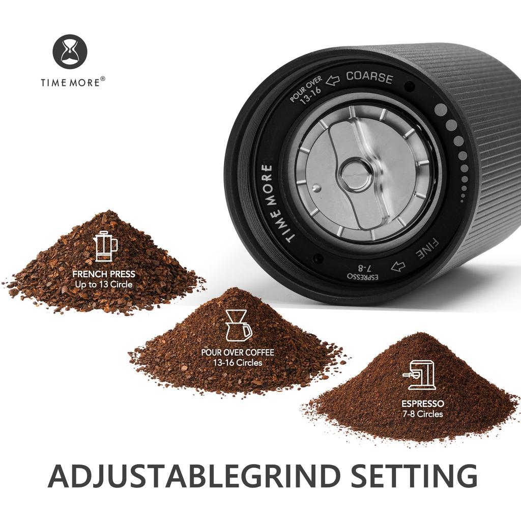 TIMEMORE C3S Max Coffee Manual Folding 30g CNC Stainless Steel Conical Internal Adjustable Double Bearing Positioning for Chestnut Black French Press