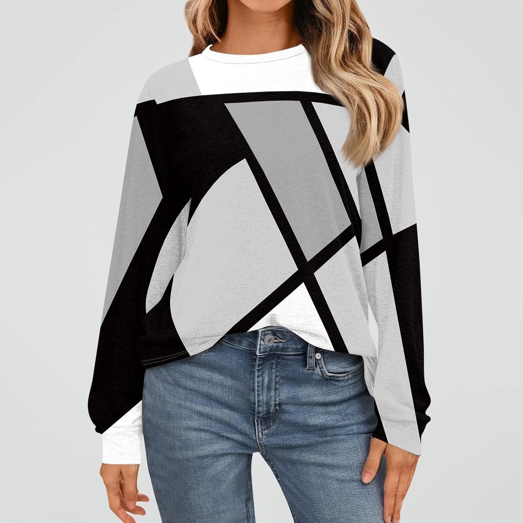 Women's Fashion Long Sleeve Shirts Loose Fitted Crewneck Basic Tops Casual Outfits