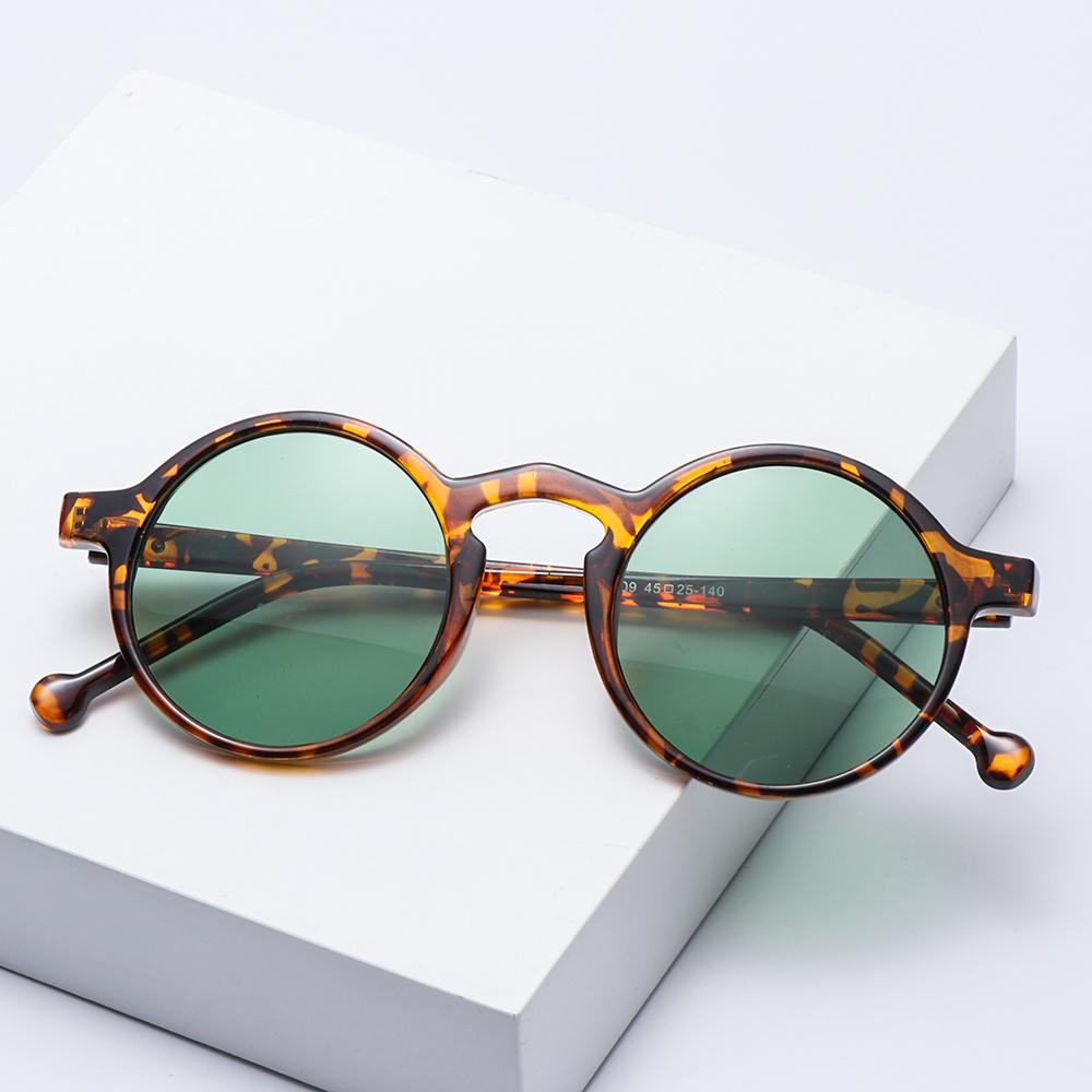 Frame UV400 Driving Leopard Black Glasses Vintage Sun Glasses Round Sunglasses for Women Eyewear