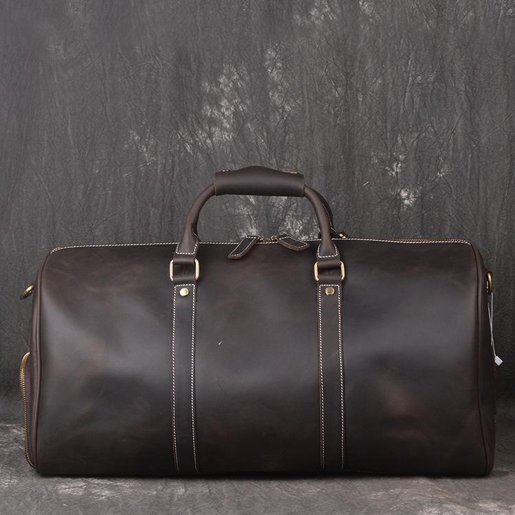 Мужская ручная дорожная сумка из первого слоя коровьей кожи, Женская сумка через плечо из кожи Crazy Horse, Дорожная сумка большой вместимости.