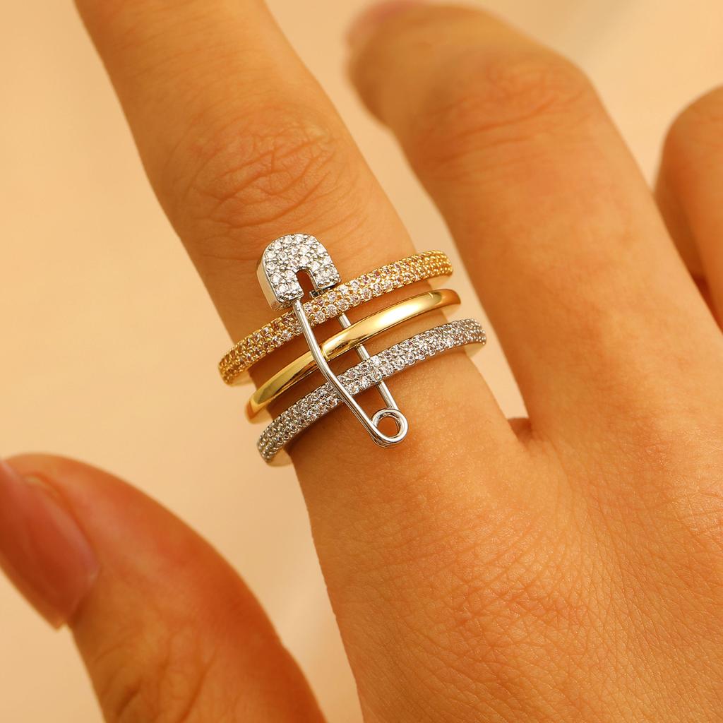 Высококачественное новое кольцо 2026 года, лидер продаж, трехцветное кольцо-разъемное кольцо, женское, с микроинкрустацией цирконами, кольцо-булавка, оптовая продажа