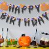 Hiboom Halloween Happy Birthday Banner with LED Lights - Light Up Glitter Pumpkin Bat Banner Decor with 8 Light Modes, Halloween Party Supplies for