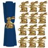 Pack of 12 Antique Gold or Silver Metal Easter Rabbit Napkin Rings Buckles Perfect for Weddings and Banquets