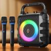 JYX Караоке-набор, Домашний набор динамиков с громкоговорителем, Два беспроводных микрофона, Bluetooth 5.1, Компактный PA-набор, Портативная караоке-машина, SD-карта, USB