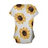 Женская модная футболка с принтом подсолнечника, плиссированный топ на пуговицах с v-образным вырезом и короткими рукавами