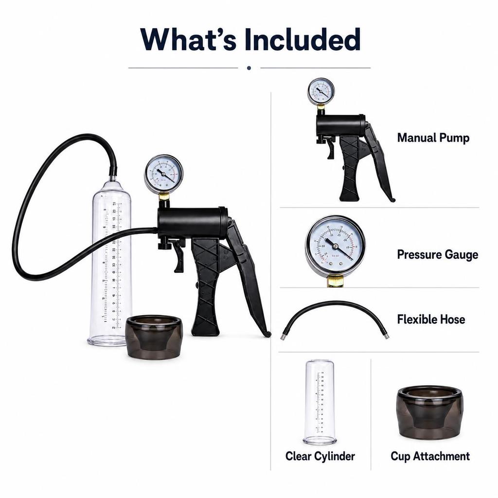 Male Vacuum Pump for Men Pressure Gauge Clear Cylinder Air Pump Extender Enlargement Trainer Adult Sex Toy Accessories