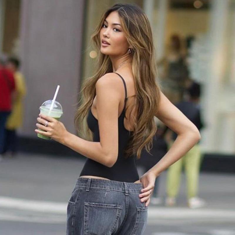 Women's New Sexy Slim Hundred Solid Colour Backless Spicy Girl Style Inside The Halter Jumpsuit