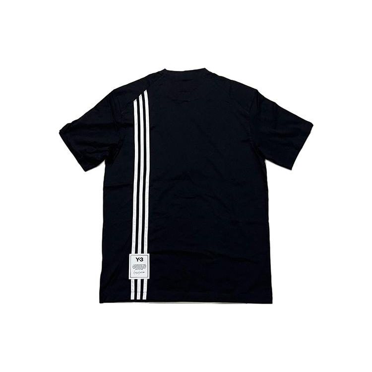 Y-3 SS21 Полосатая футболка с коротким рукавом и логотипом сзади, мужские топы, черные H16334