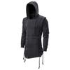 Men's Black Streetwear Zipper Hoodies Sweatshirts Hip Hop Casual Hooded Coat With Side Lashing Crossed Hoody Tracksuits