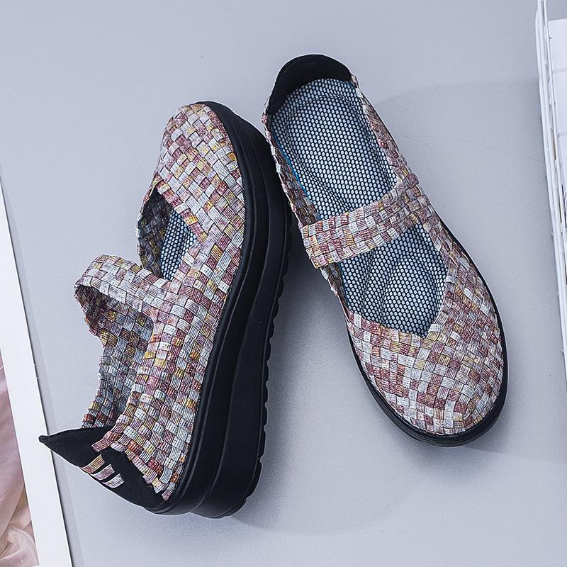 Летние женские тканые спортивные сандалии, женская обувь на толстой подошве