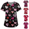 Женские модные топы с v-образным вырезом и короткими рукавами с принтом, униформа для медсестер