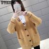 Sweater Cardigan Thickened Mid-length Spring and Autumn Loose Knit Lazy Style Jacket Women