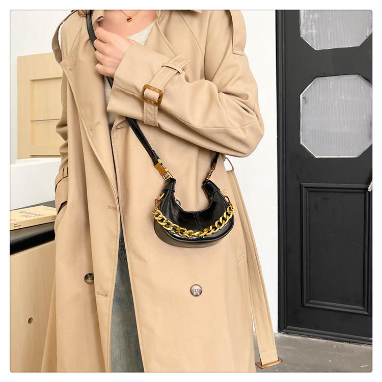 Новая мини-сумка в форме полумесяца на осень и зиму, ретро-масляный шарм!