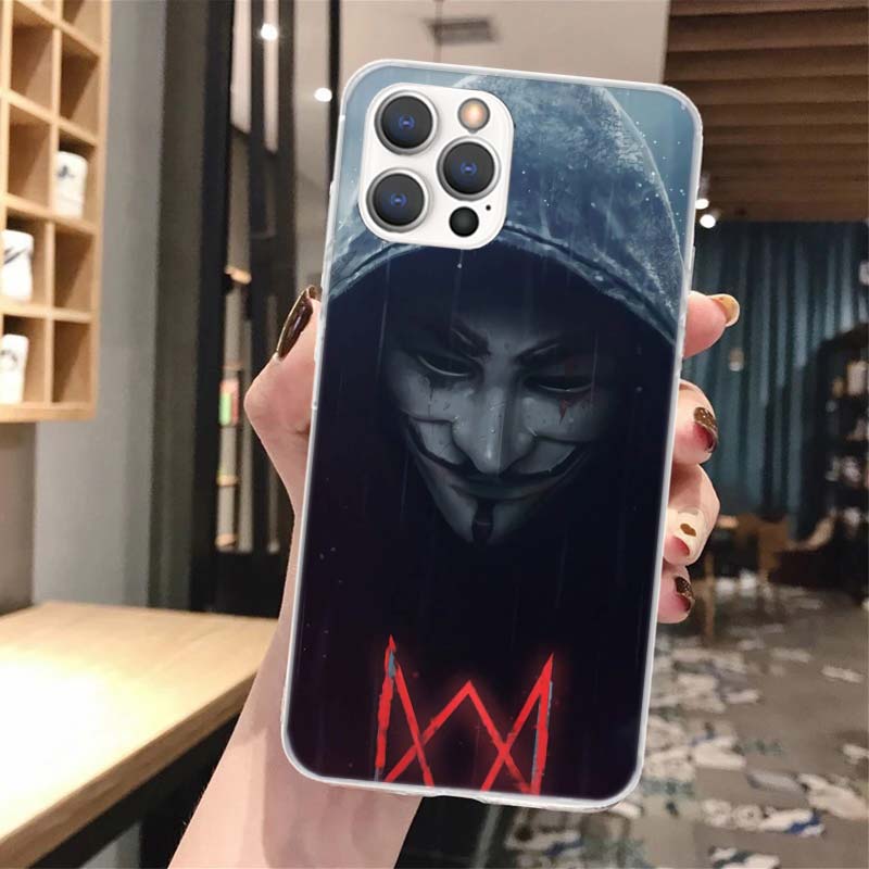 Анонимная маска V для Вендетты Мягкий чехол для телефона Для iPhone 17 Air 16 16E 15 14 Plus 13 Mini 12 11 Pro Max X XR XS 7 8 + SE 2020 Pa