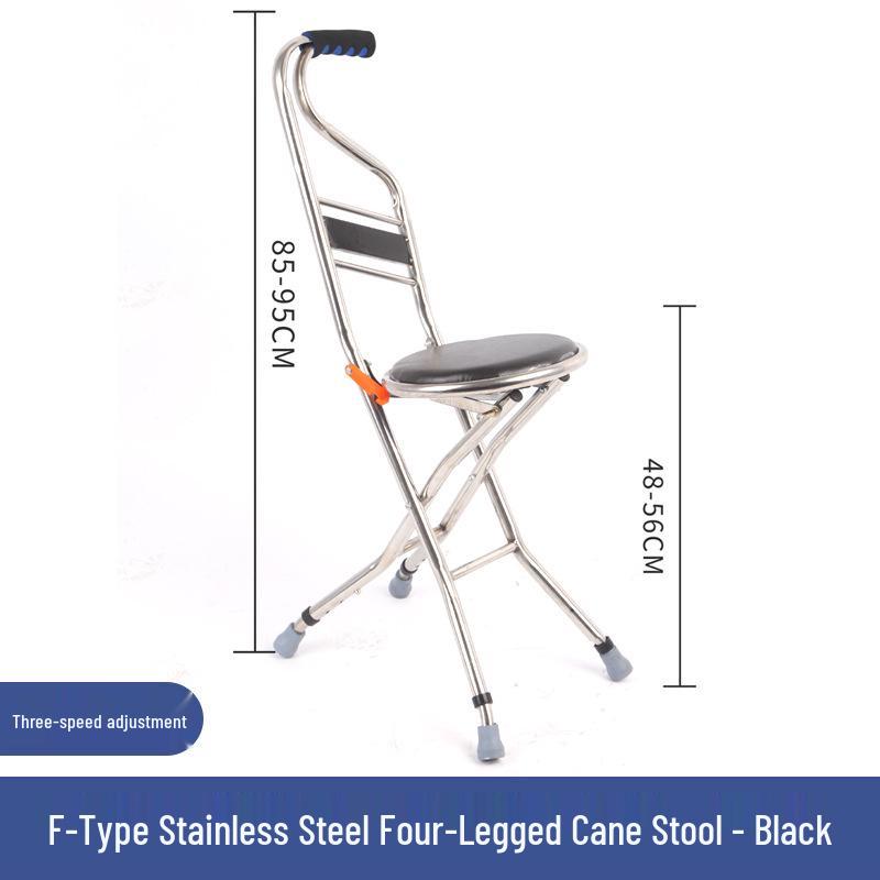 Multi-functional Anti-slip Folding Cane Stool for Elderly – Lightweight and Four-legged Chair for Outdoor Walking