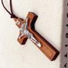 Простая религиозная вера Молитва Крещение Христианский Иисус Дерево Металл Крест Вощеный шнур Ожерелье Мужчины Женщины Аксессуары Ювелирные изделия Подарок