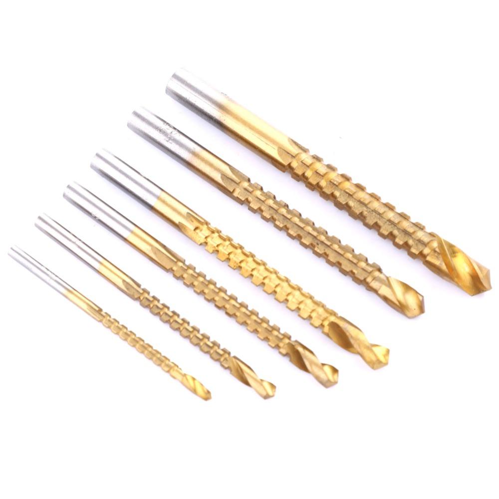 6pcs High Speed Steel Twist Drill Bits Serrated Drilling Hole Enlarging Tools Woodworking