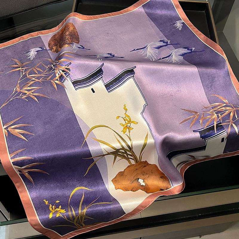 Новый 100% Натуральный Шарф из Натурального Шелка Женский Платок Бандана Квадратные Шарфы Палантин Косынка Тутовый Весенняя Мода Роскошный Высокое Качество Хиджаб