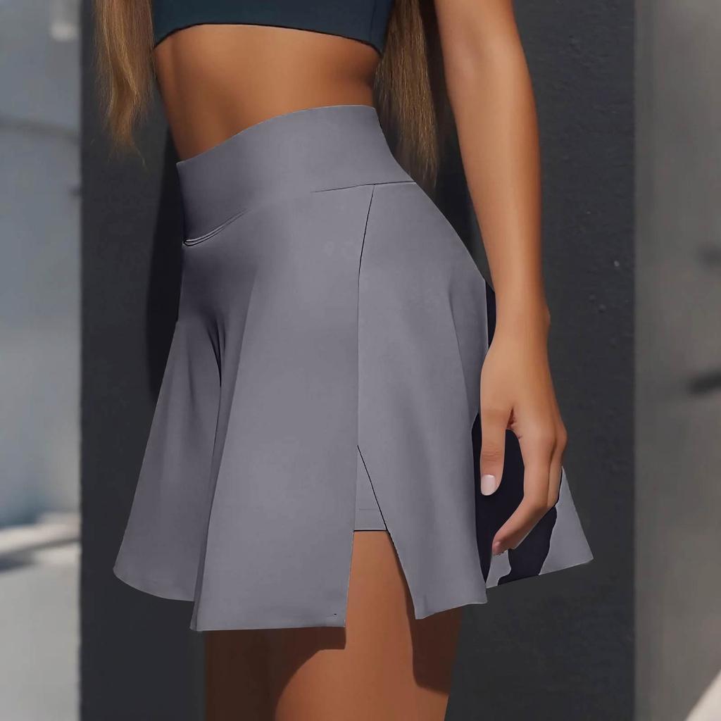 Женская повседневная однотонная короткая полуюбка с высокой талией, спортивная юбка, плиссированная юбка